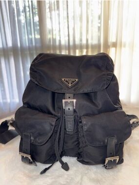 Prada Vela Black Nylon Backpack